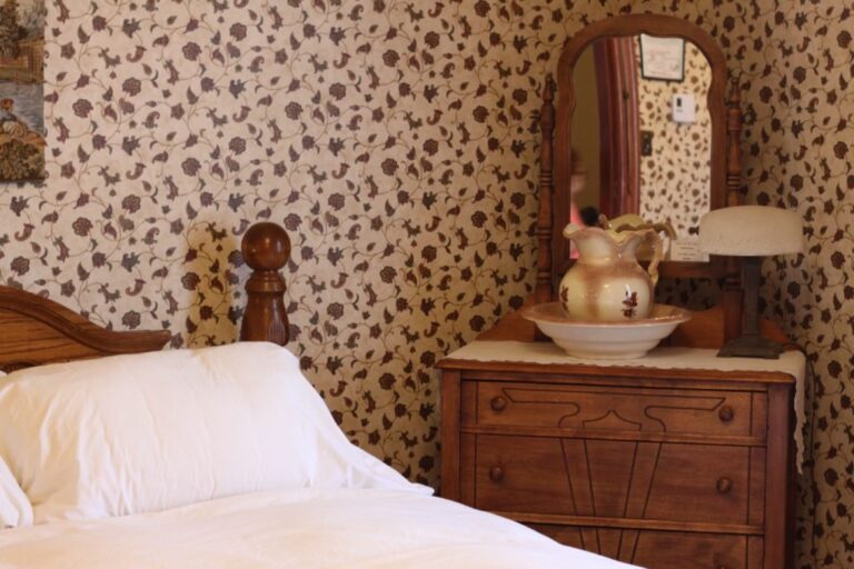 An antique dresser in a guest room